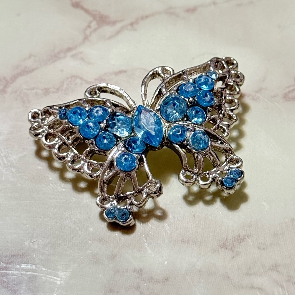 3/$18 Silver and Blue Butterfly Brooch